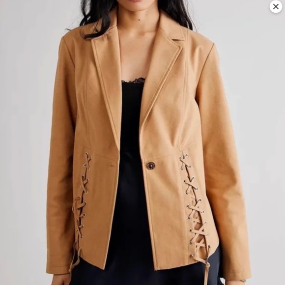 ✨ SALE Free People Savanna Vegan Suede Jacket Beige - Picture 3 of 6